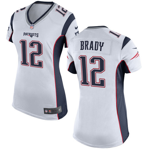 Women's Elite Tom Brady Nike Jersey White Road - #12 NFL New England Patriots